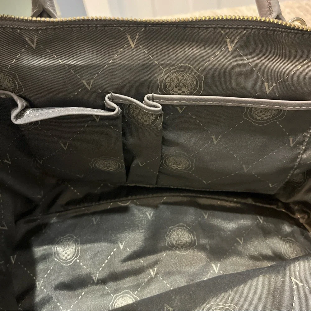 VINCE‎ CAMUTO Large Zip Top Close Satchel Crossbody Strap Pockets Gray